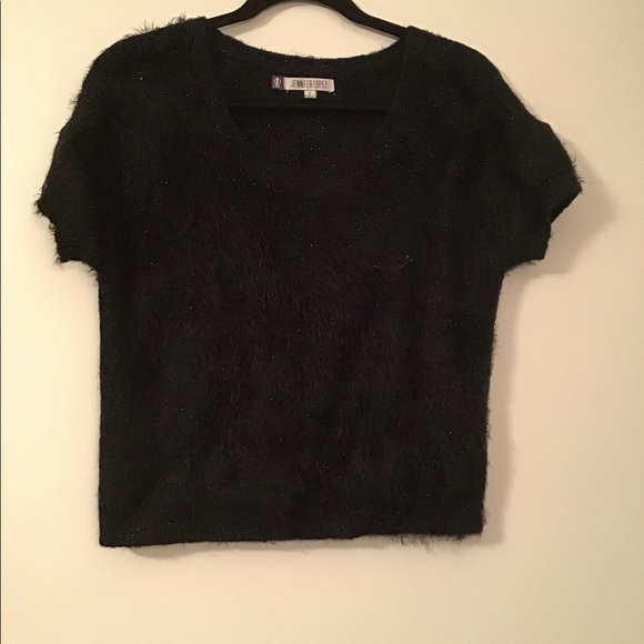 💋Jennifer Lopez💋 Black Fashion Trend Fuzz Top - Picture 2 of 4